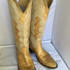 VINTAGE NICONA LEATHER AND EEL SKIN COWBOY BOOTS